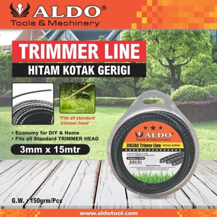 TRIMMER LINE KOTAK GERIGI WARNA HITAM - SENAR POTONG RUMPUT 15M
