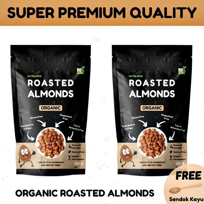 

murah 2 pack kacang almond panggang kupas organik - premium quality termurah