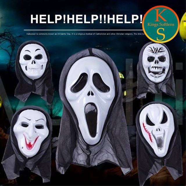 :<:<:<:<] Topeng Halloween Scream Kostum Hantu Seram Halloween Scary Mask Mainan Topeng Karakter