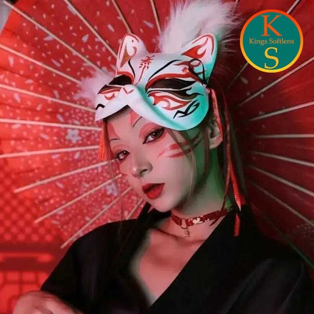 ,,,,,,,] Topeng Anime Cosplay Kitsune Bunkasai Topeng Jepang Kitsune Topeng Kucing Mask Halloween