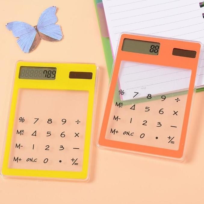 

By05 Kalkulator Mini Ultra Tipis Transparan touchscreen Tenaga Surya Sale