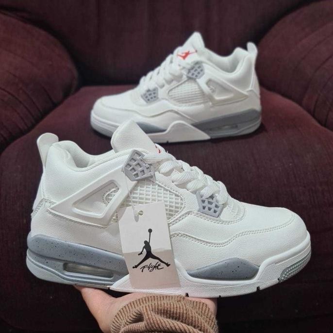 Sepatu Nike_ Air Jordan 4 Low Retro White Grey Sepatu Sneakers Pria Wanita Alalistore44