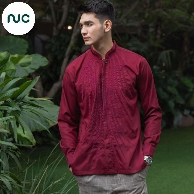 Kemeja Bordir Pria Nuc.Id Azam 06 ( Maroon ) Emongrike