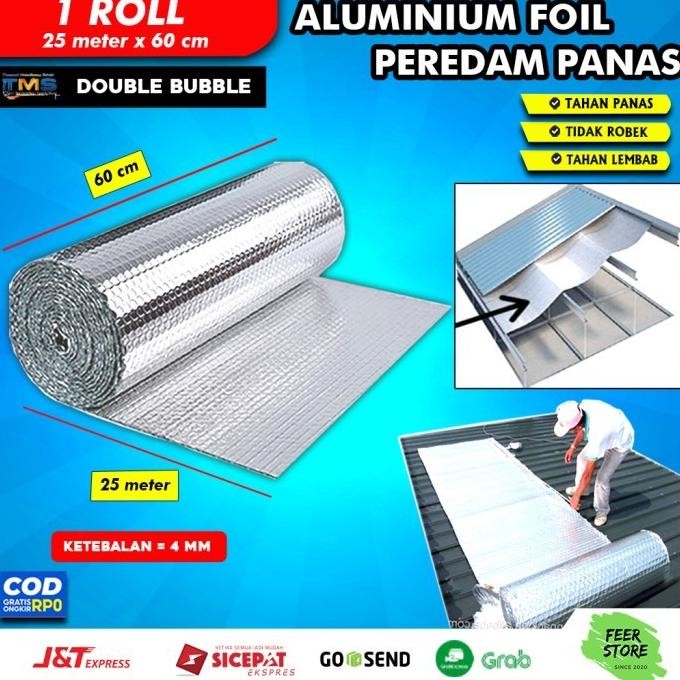 

(1 Roll) Alumunium Foil Bubble Roll Panjang 25 Meter Ketebalan 4 Mm