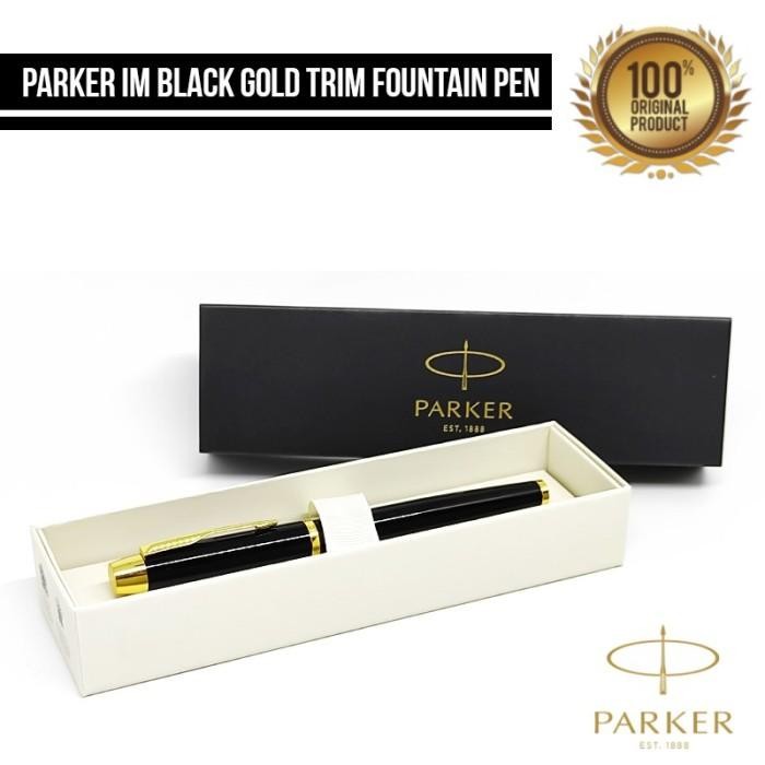 

Parker Im Black Gold Trim Fountain Pen Original -Gratisongkir Original