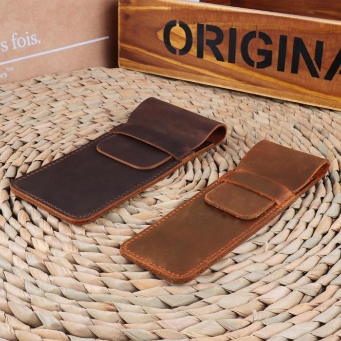 

Terbaru Tempat Pulpen Kulit Hidup Brown Fountain Pen Pouch Tempat Pensil Bolpo Ready Original