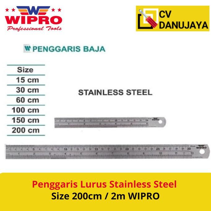 

NEW Penggaris garisan ruller Lurus Stainless Steel Size 200cm / 2M WIPRO