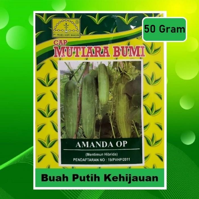 Benih Mentimun Ketimun Amanda Cap Mutiara Bumi Putih Kehijauan 50 Gram Kualitas Terbaik