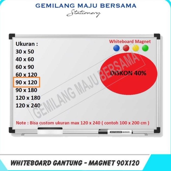 

Whiteboard / Papan Tulis 90 x 120 ( Gantung / Magnet )