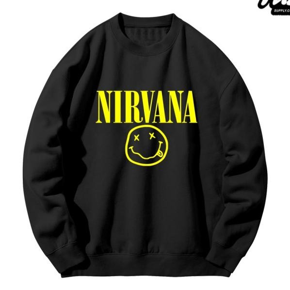 Crewne Band Nirvana Sweater Pria Dan Wanita Musik Punk Ro Oversize