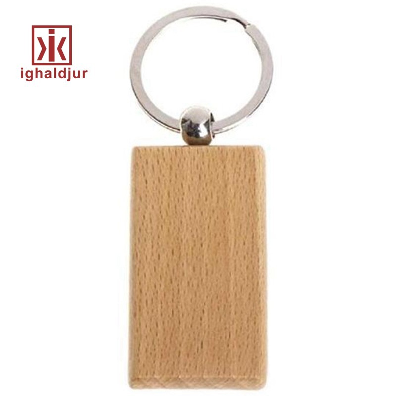 

60 Buah Gantungan Kunci Kayu Persegi Panjang Kosong Dapat Mengukir Hadiah Diy COD |444E317D|
