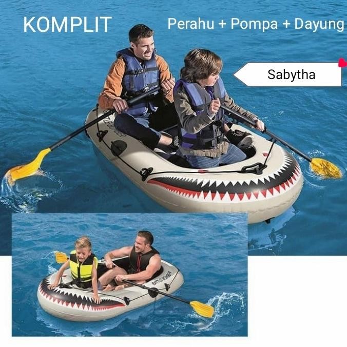 TERBARU - KOMPLIT Perahu karet Battle Bomber 2 orang - boat karet INTEX # 61108