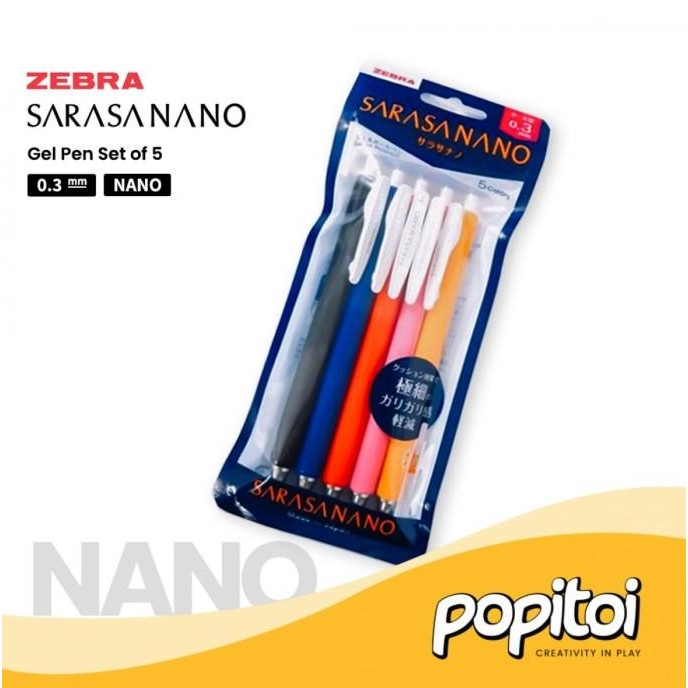 

TERMURAH - Zebra Sarasa NANO 0.3 mm Gel Pen SET of 5 Pulpen Warna