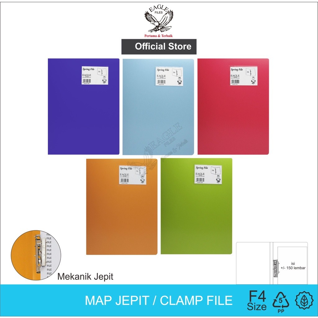 

EAGLE Map Jepit / Clamp File / Clip File / Map Plastik Snelhecter F4 (Folio)