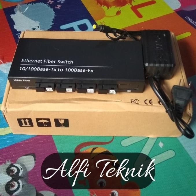 Converter 4 Port Fiber Optik 2 Port LAN