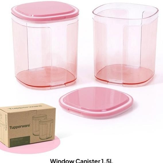 Tupperware Window Canister 1.5L 2Pcs Toples Kristal Bening [A08]
