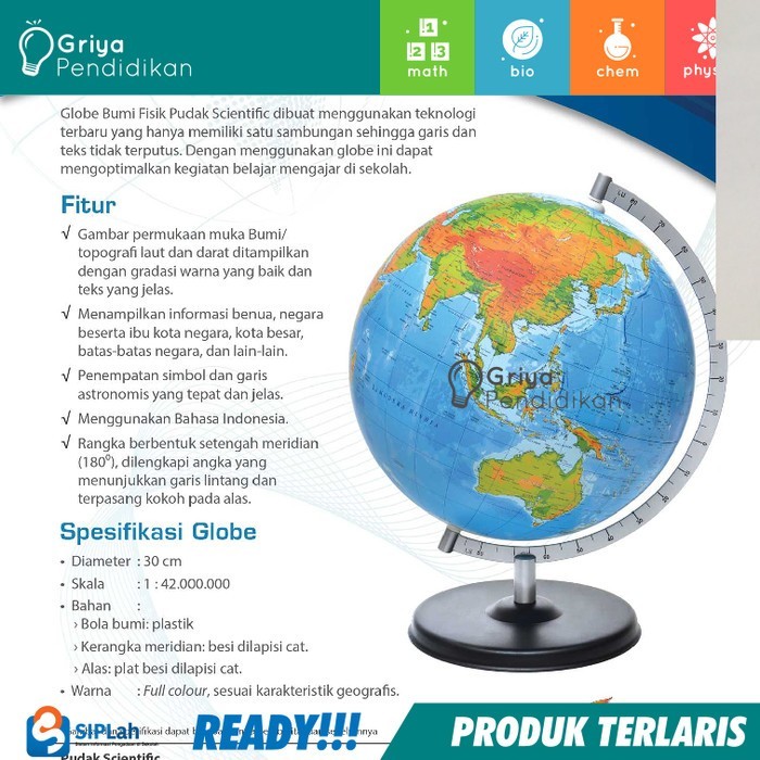 

Terlaris Globe / Bola Dunia 30 cm, Besi, Skala 1 : 42.000.000 SALE