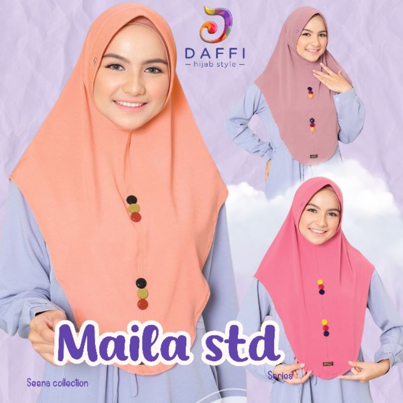 hijab style instan MAILA STANDART DAFFI aksen kancing kombinasi Jersey hightwist