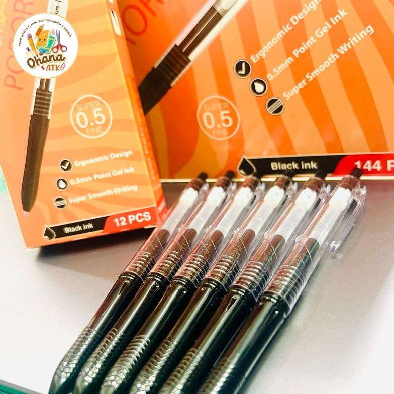 

TERLARIS!! (12 pcs) Pulpen Gel PORORO SAFARI SF-800 KOKORO Hitam 0.5 Sale