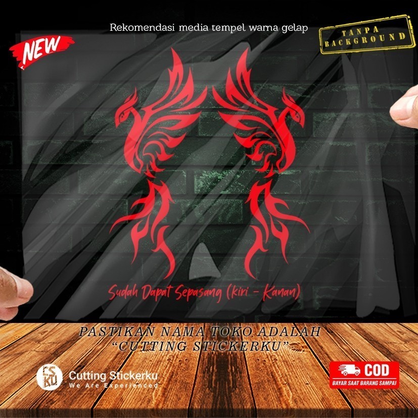 Cutting Stiker Phoenix Triball Variasi Motor Mobil Sticker Kaca Helm Ornament Iki Saiya Burung