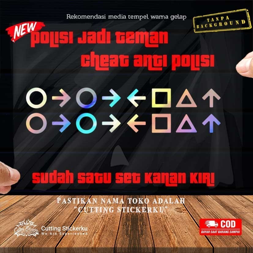 Cutting Stiker Cheat Anti Polisi Variasi Motor Mobil Sticker PS Timbul Keren Nyala Dasbor Spakbor Vi