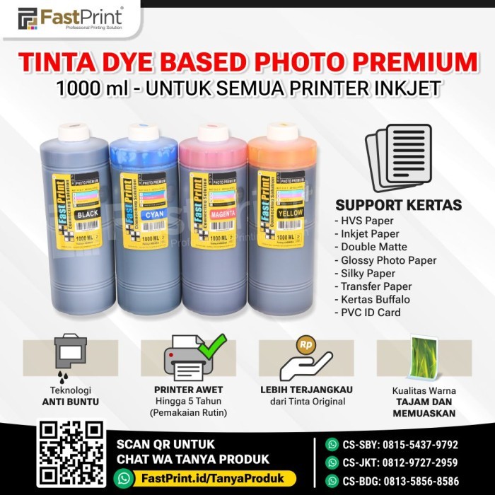 

FAST PRINT TINTA DYE BASED PHOTO PREMIUM 1 SET 1000ML