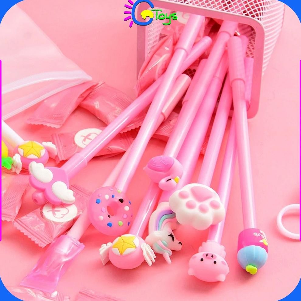 

NI06 CR-A15 Pulpen Gel Karakter Lucu Set Isi 20PCS Pena FREE Zipper Pouch Tempat Pensil Transparan Murah Murah
