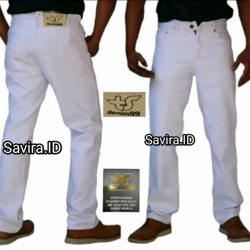 PUTIH Jeans pria Putih standar Pria jumbo big size 46/Celana jeans pria PUTIH 28-46