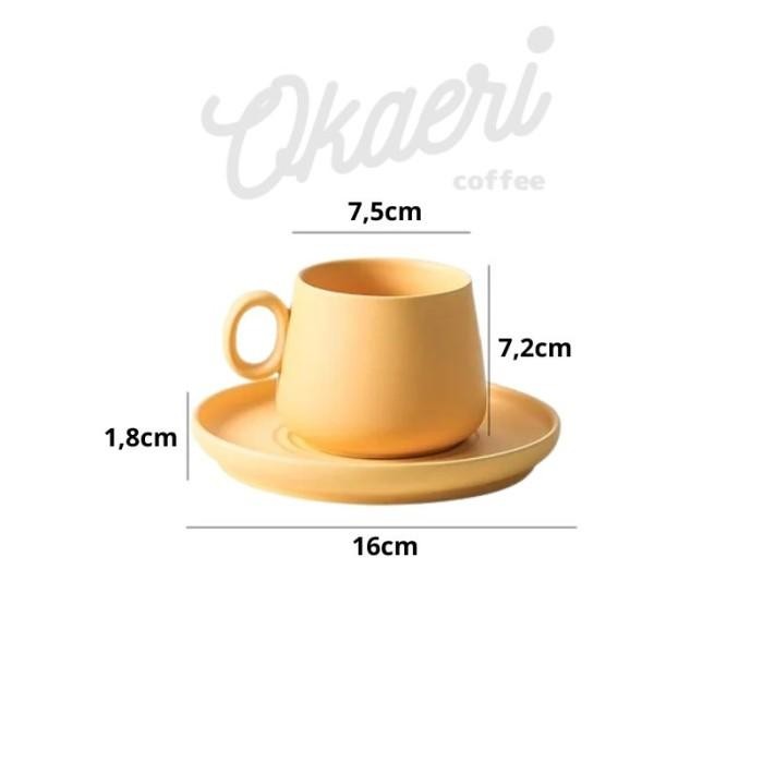 Ceramic Mug 300Ml + Saucer / Cangkir Keramik Kopi Teh + Alas Piring