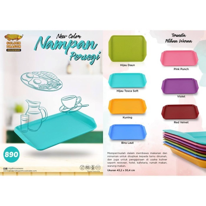 ~~~] Nampan Gagang Persegi Plastik Golden Dragon Kode 890