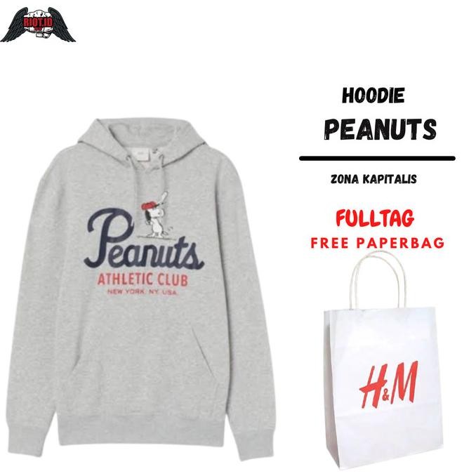 Hoodie, Jaket Pria/ Wanita H&M Hnm Peanuts Navy Full Tag Free Paperbag Kode Produk 686
