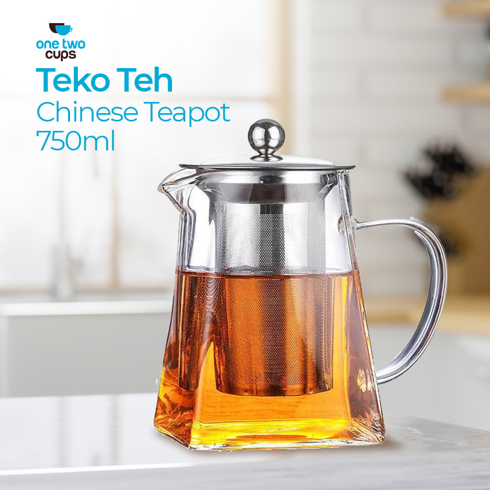 Teko Teh dengan Saringan Rempah Kaca Tahan Panas Api Kuat Rebus Jamu