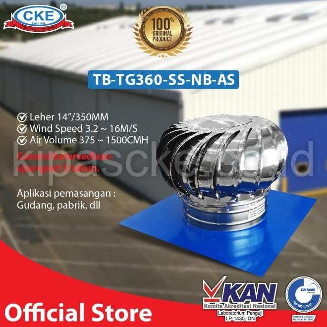 Cke Turbin Ventilator Tg360-Ss Ventilasi Atap Rumah Pabrik Resto Udara