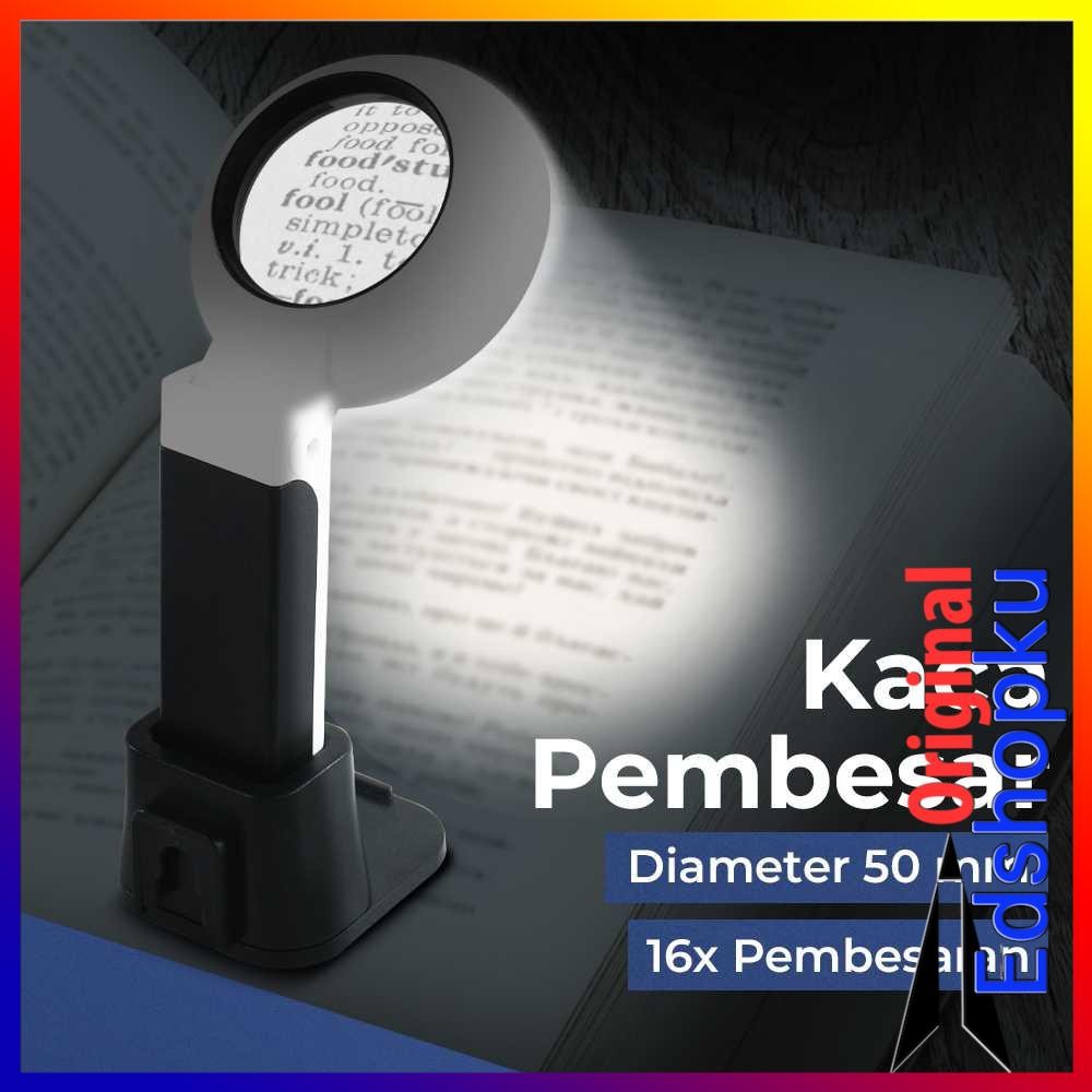 

Lensa Kaca Pembesar Cek Komponen Elektronik Baca Barang Antik Magnifying Lup with 12 Lampu LED 50mm 16X