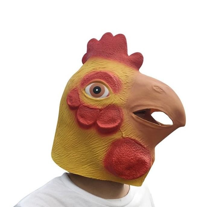 Topeng Ayam Jago Rooster Hen Cock Burung Bahan Latex Halloween Stok Terbatas