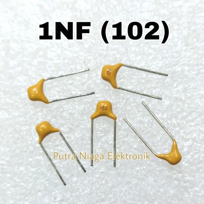 (5) Kapasitor 1NF Multilayer Ceramic 1N 102 Monocap 0,001uF 100V putr4n