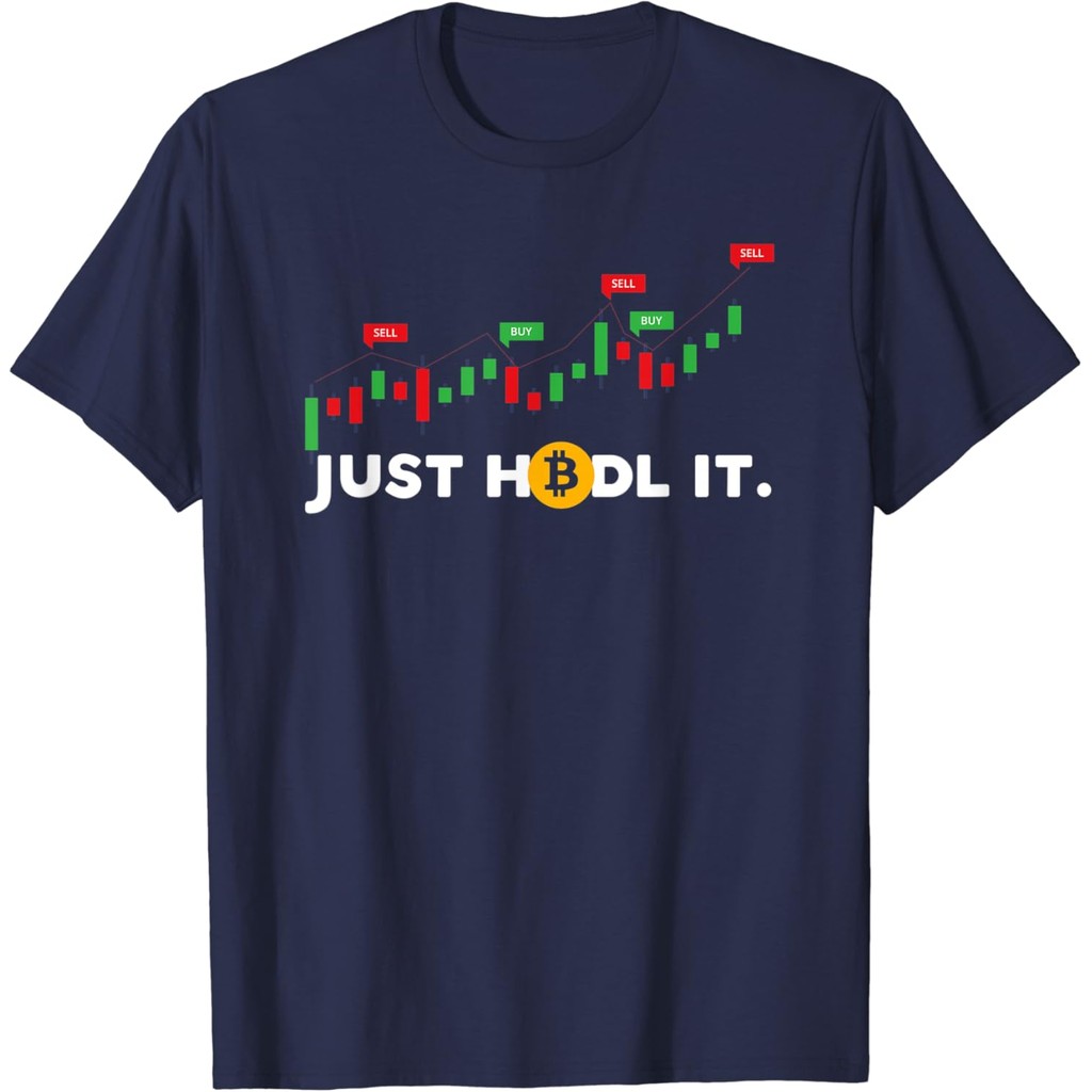 Kaos katun pria hitam Bitcoin Just HODL It Cryptocurrency Trading Hodler Investors T-Shirt Kaos puti