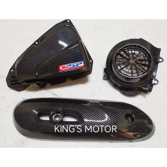 Paket Carbon Scoopy Esp 2016 - 2019 Cover Knalpot Kipas Filter Carbon Original