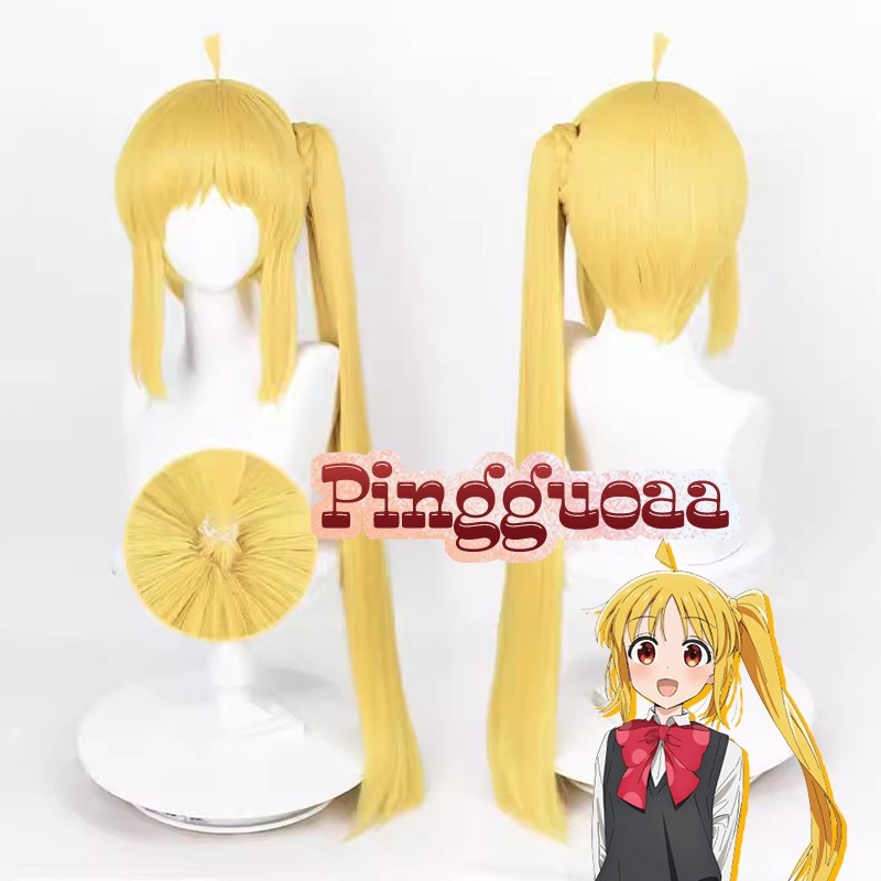 Anime Bocchi Batu Wig Cosplay Nijika Ijichi Rambut Sintetis Tahan Panas Kuning Ekor Kuda Panjang 82C