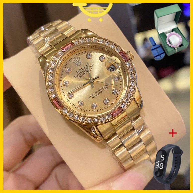 [Kotak Gratis] Jam Tangan Rolex Asli untuk Wanita Jam Tangan Wanita Relo Tahan Air Jam Tangan Mewah 