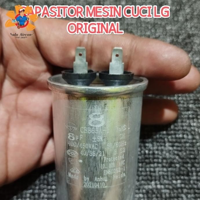 CAPASITOR MESIN CUCI LG 1 TABUNG ORIGINAL LG 8UF CBB65A-1 Rohs