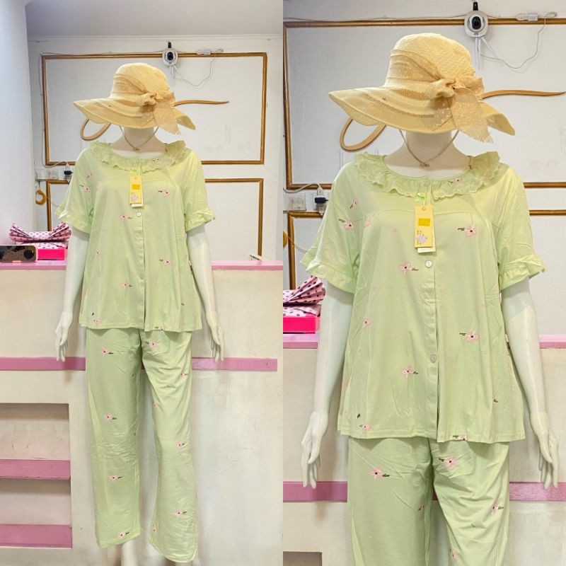 PIYAMA KOREAN STYLE LENGAN PENDEK CELANA PANJANG|PIYAMA TIDUR WANITA