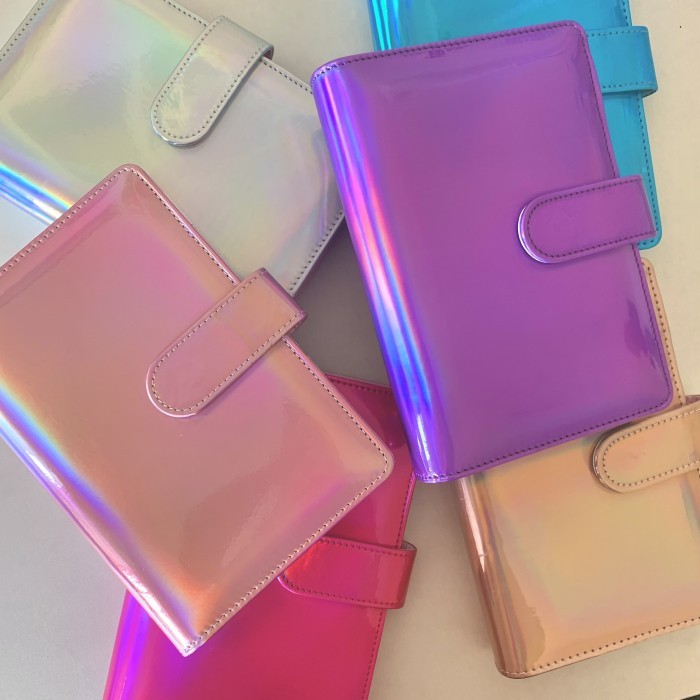 

Amberela Binder Hologram A6 Aesthetic 6 Rings Budgeting Journaling Binder
