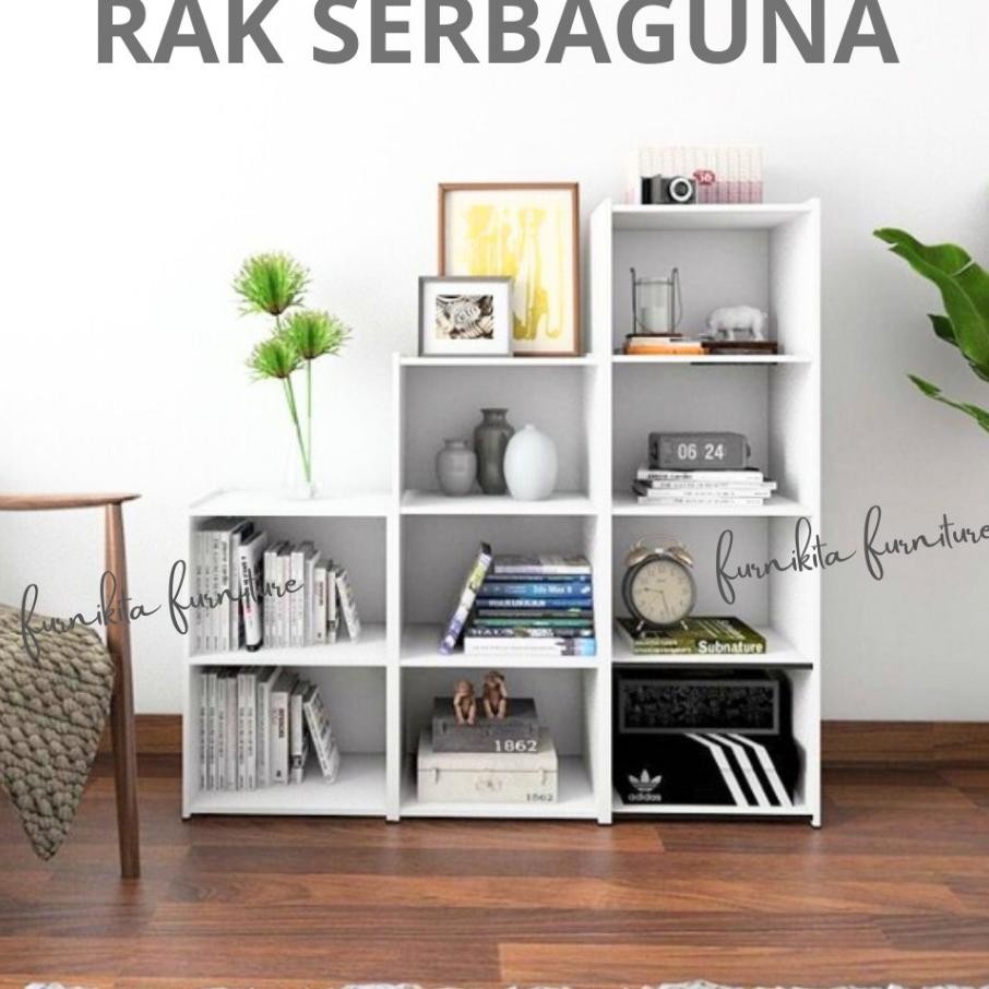 Rak Buku Serbaguna Susun 4 Kayu