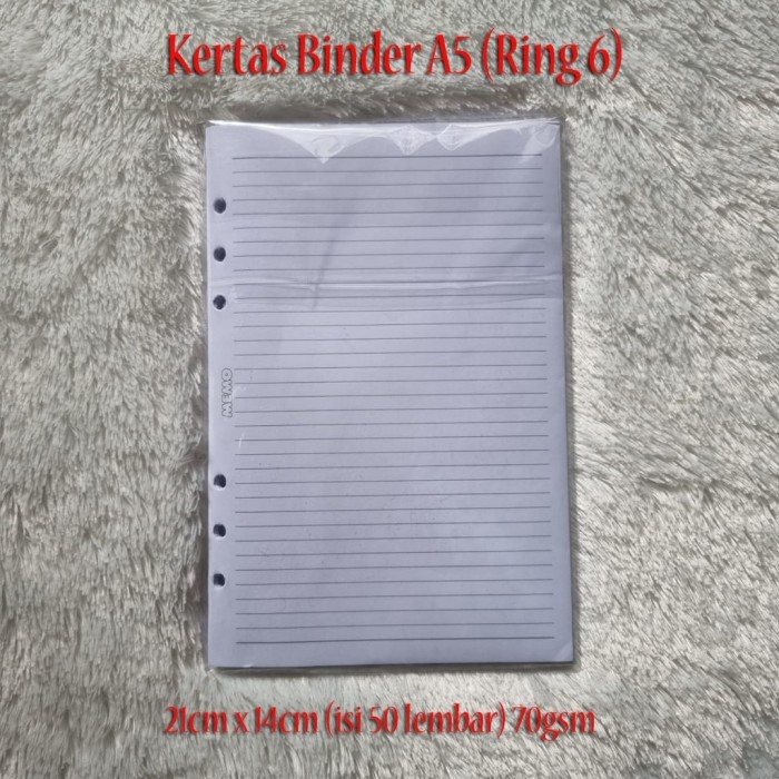 

Amberela - Kertas Binder Loose Leaf A5 (Ring 6) 50 Lembar 70Gsm