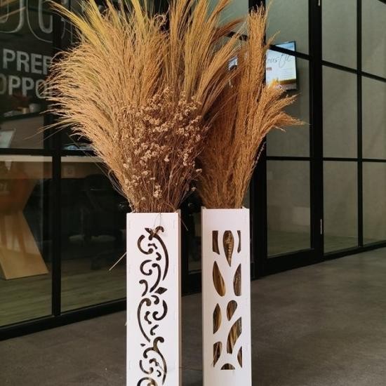 Nordic Vas Bunga Lantai Tinggi Pot Kembang Vase Daun Kering Kayu