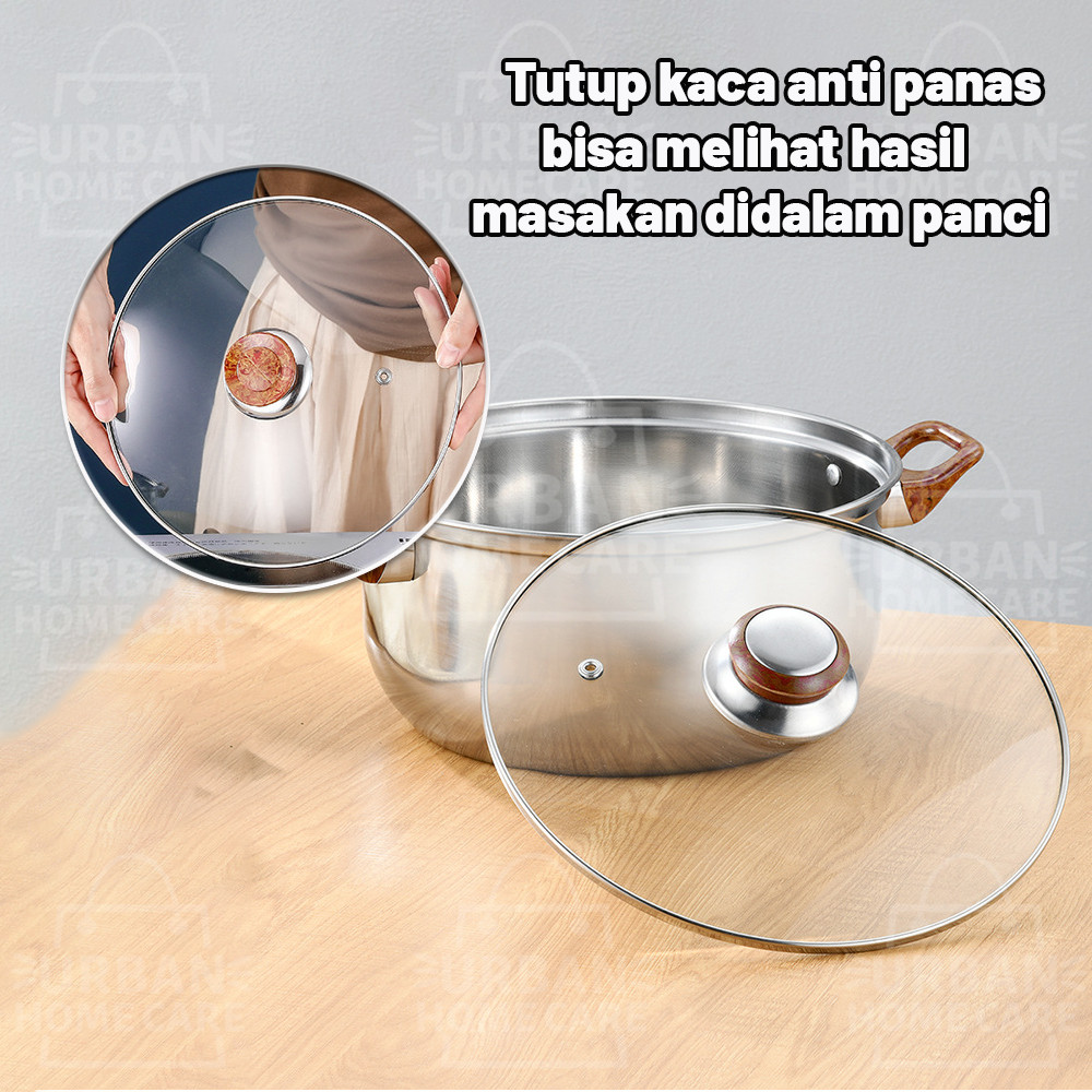 Panci Setpanci Stainless Peralatan Dapur Serbaguna Cooking 1 Set Enamel Alat Masak Pan Kukus Anti Le