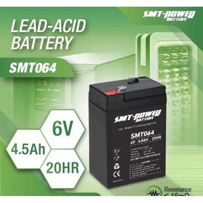 Battery 6V 4,5 Amper Emergency Lamp / Aki Kering Lampu Baterai 6V 4.5A