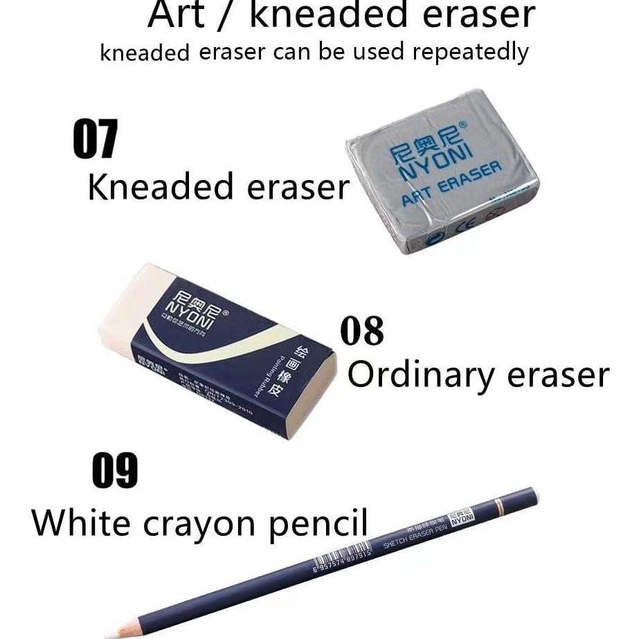 

fb-43 NYONI Sketch drawing pencil / pensil grafit charcoal arang 29 pcs set tin case Murah