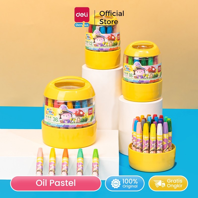 

Deli Oil Pastel 12/24 Warna Hexagonal Kotak Barrell Warna Cerah Halus 7209X